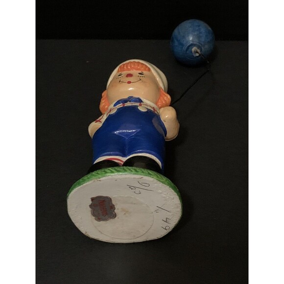 Norleans Japan Raggedy Ann & 2 Andy Ceramic Figurines Blue Balloon Vtg Set Of 3 - Picture 3 of 6